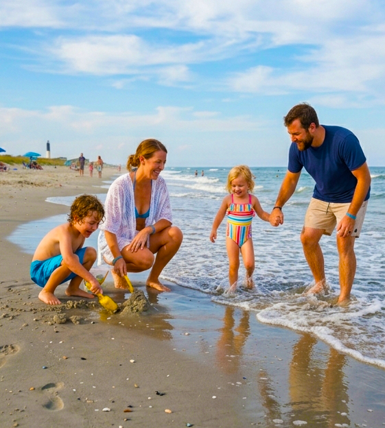Family enjoying the beach